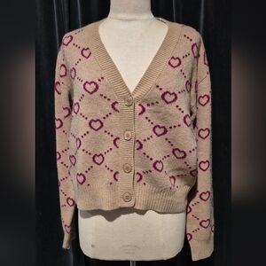 Charming Heart Patterned Women's Cardigan